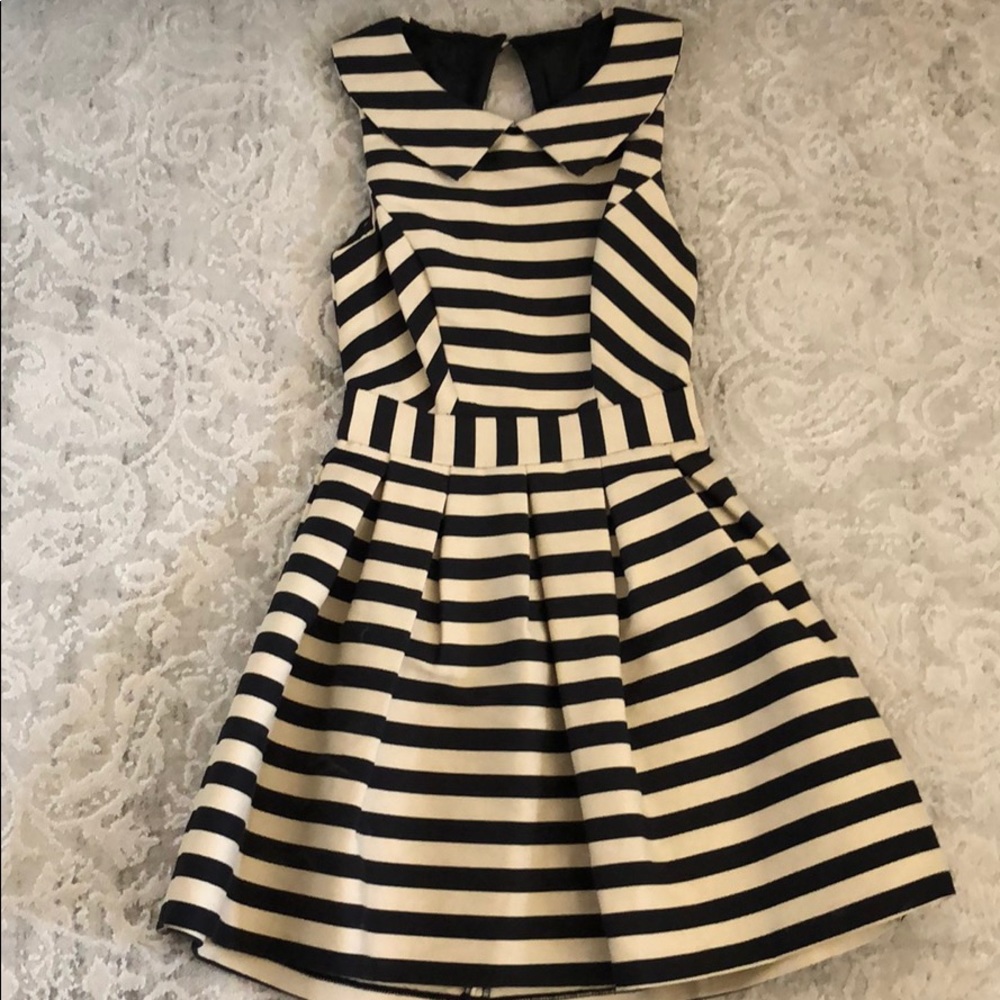 ASOS Cream and Black Striped Backless Dress